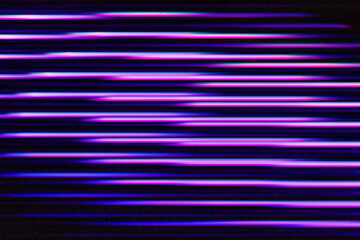 Fluorescent background. Blur curved texture. Futuristic light. Defocused neon pink purple blue color stripes in circles glow on dark ridged abstract overlay