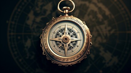 Timeless Wayfinder: Isolated Compass Illustration