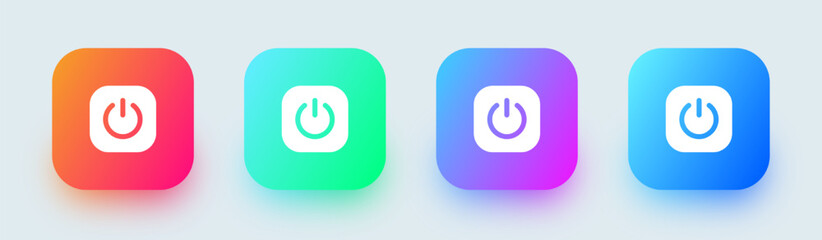 Activate solid icon in square gradient colors. Power signs vector illustration. - obrazy, fototapety, plakaty