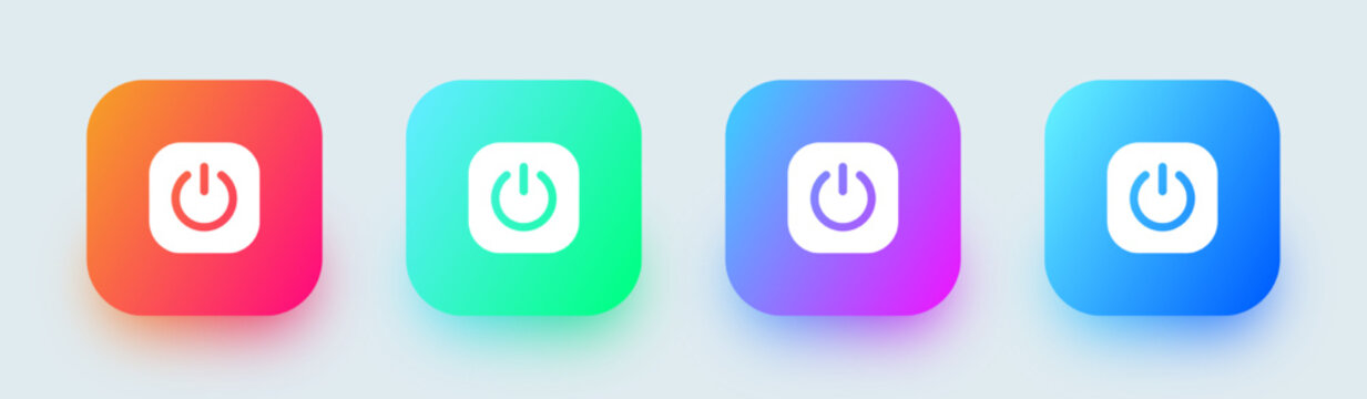 Activate solid icon in square gradient colors. Power signs vector illustration.