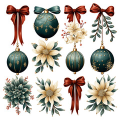 set of christmas decorations