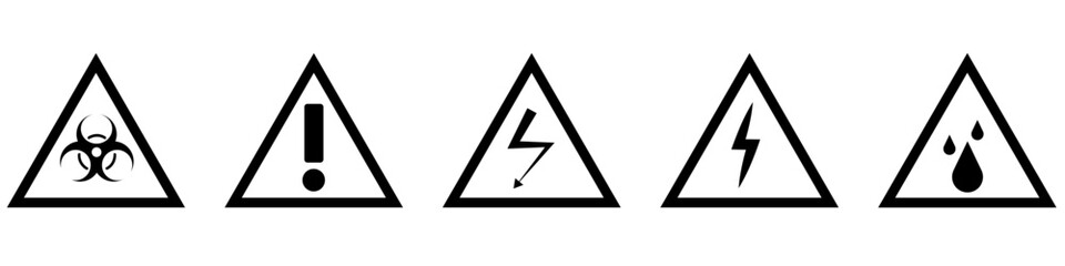 Vector warning. Warning icons for chemicals, radiation, electricity. Nice set of warning icons. Vector icons beware. Symbol cautiously vector.