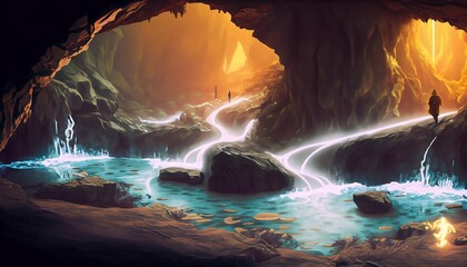 river in the cave