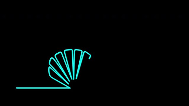 Seashell outline self drawing animation. Blue line animated on black background..	