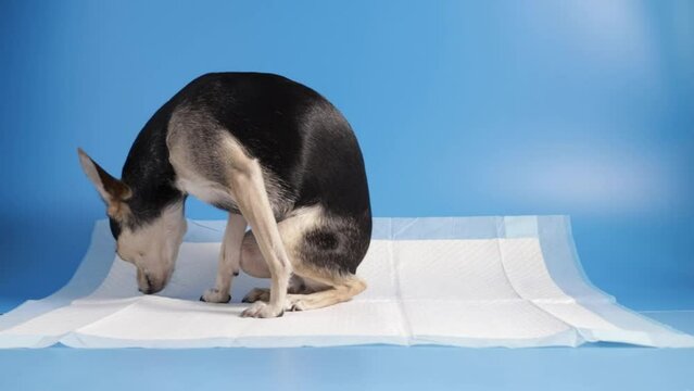 dog napkin, cute toy terrier sitting on a diaper, pet toilet
