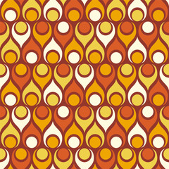 Retro 70s Atomic teardrops brown orange