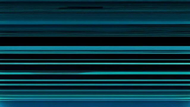 A blue and green striped background with a glitch effect