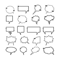 Set of speech bubbles. Hand drawn doodle vector illustration.