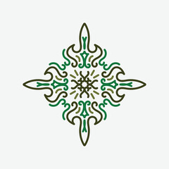 Baroque Design Elements and Ornaments with green color