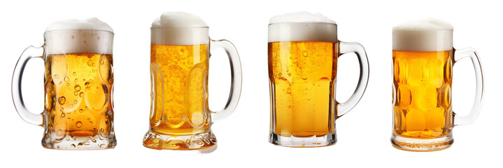 Beer on white background, PNG, transparent background, Generative Ai - obrazy, fototapety, plakaty
