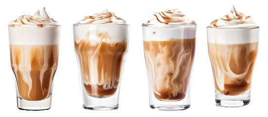 Latte isolated on on white, transparent PNG background, cafe, iced latte, coffee, Generative Ai
