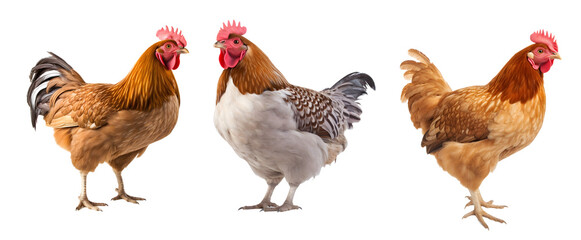 Chicken isolated on on white, transparent PNG background, Generative Ai