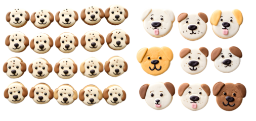 Dog shaped cookie on white background, transparent PNG background, Generative Ai
