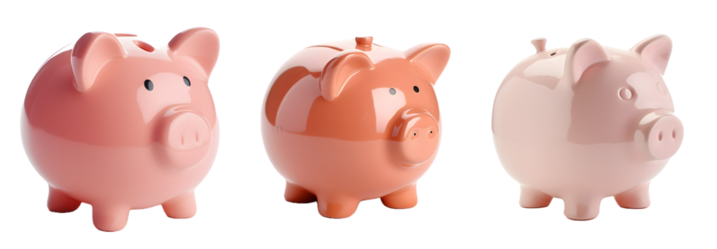 Piggy bank on white background, transparent PNG background, Generative Ai