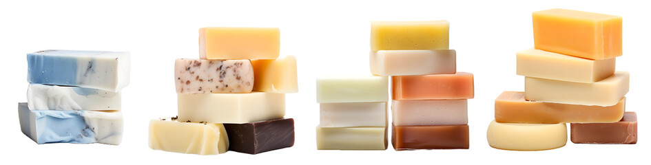 Soaps on white background, transparent PNG background, Generative Ai