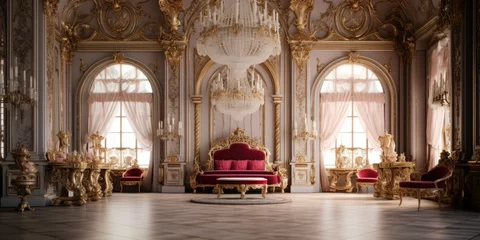 Fotobehang Luxurious baroque style room with ornate decor. © ParinApril