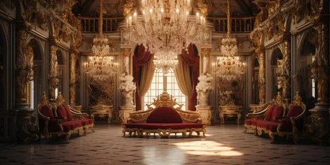 Deurstickers Luxurious baroque style room with ornate decor. © ParinApril