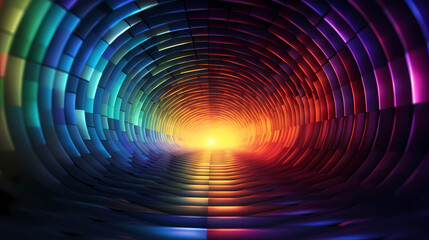 colorful tunnel with a light inside, abstract art background