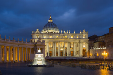 St. Peter's Square at Sunset. Vatican City, Rome, Italy