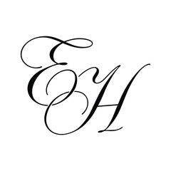 EH Calligraphy Monogram Initial Letters Logo