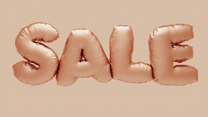 3d animation of the text SALE in the form of inflatable balls. Animated banner for discounts, promotions, sale