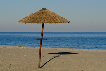 Beautiful landscape in an evening mood by the water in the sunshine.