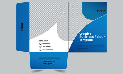 Business presentation folder template for corporate office,Modern geometric style.The layout is for posting information about the company.