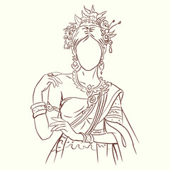 sketch of a person with costume vector for card decoration illustration