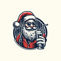 Christmas santa claus as a bartender at bar vector illustration. Christmas t shirt desgin. Santa Claus Bartender at the Christmas Bar. Ai Generated