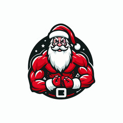 Muscular santa claus as a Bodybuilder at gym vector illustration. Christmas t shirt desgin. Ai Generated