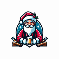 Christmas santa claus as a bartender at bar vector illustration. Christmas t shirt desgin. Santa Claus Bartender at the Christmas Bar. Ai Generated