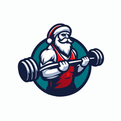 Muscular santa claus as a Bodybuilder at gym vector illustration. Christmas t shirt desgin. Ai Generated