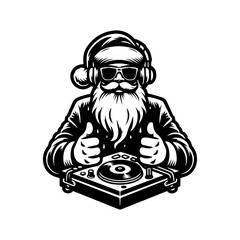 Vector illustration of Dj Santa Claus at Christmas Party. Ai Generated	
