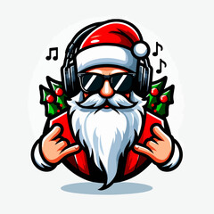 dj santa claus at christmas party vector illustration. Ai Generated	
