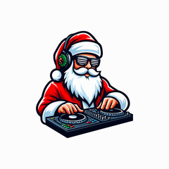 Vector illustration of Dj Santa Claus at Christmas Party. Ai Generated	
