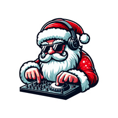 dj santa claus at christmas party vector illustration. Ai Generated	
