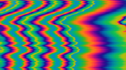 Fototapeta premium Glitched TV screen with VHS holographic distorted waves. Colorful abstract background.