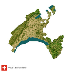 Vaud, Canton of Switzerland Topographic Map (EPS)