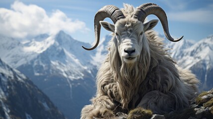 Tatras stone hosts a lively mountain goat - obrazy, fototapety, plakaty