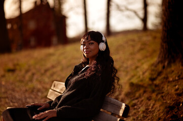 Outdoor portrait of young attractive latin woman