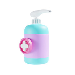 hand sanitizer 3d illustration pink blue theme
