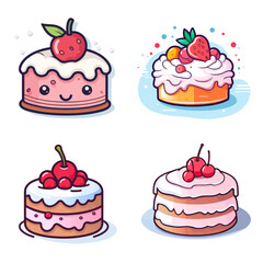 Sweet Cakes set vector design, Vector illustration collection,