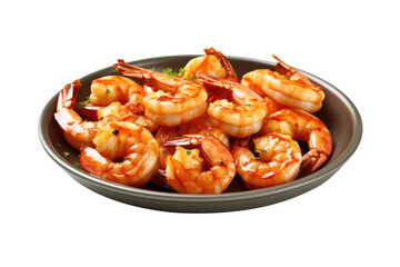 Delicious Roasted Shrimp Serve on Plate, Transparent Background