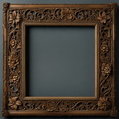 wooden old antique gold frame over white gold border vintage.