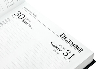 Deutscher Kalender 2023 und Datum 31.  Dezember Silvester  Sonntag und Hintergrund transparent PNG cut out