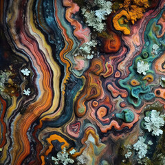 Colorful pattern on a tree. ai generative