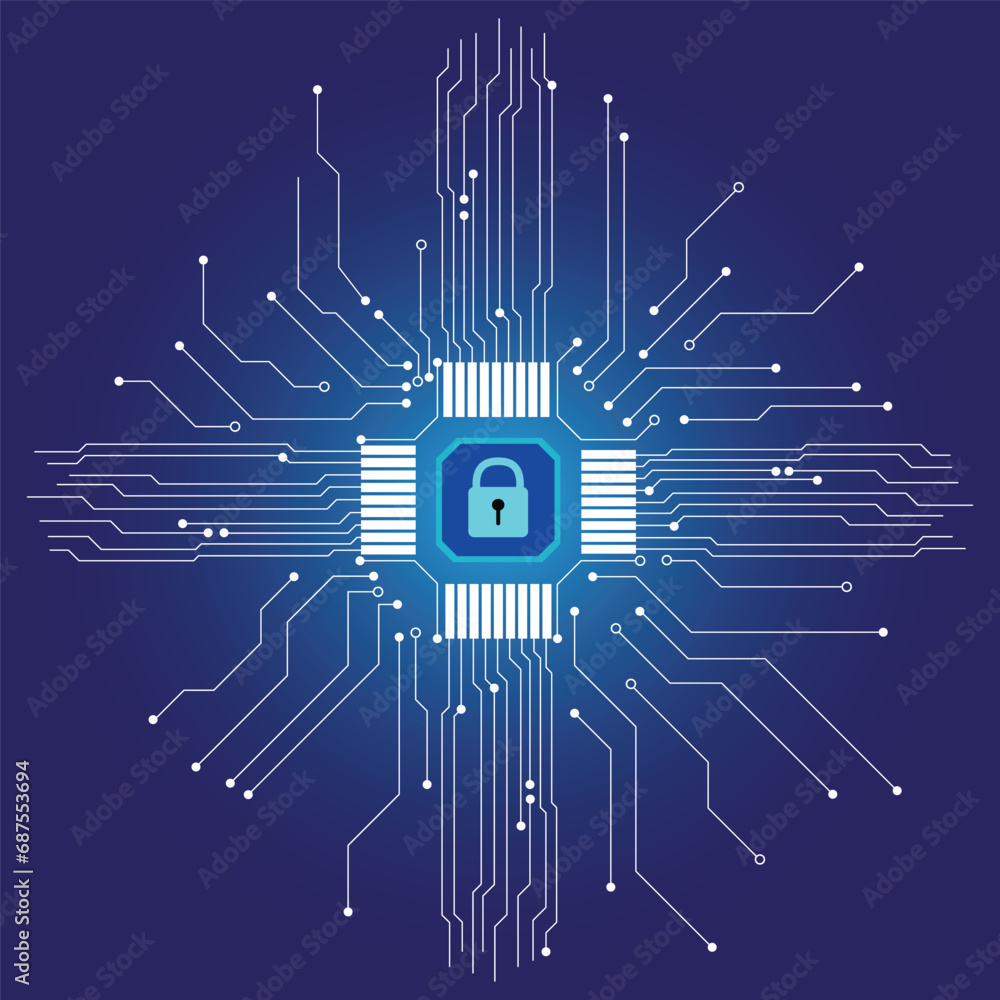 Poster cyber security. data protection symbol. secured network icon collection. technology concept. vector 