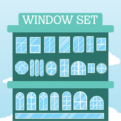 Vector set. Windows in various styles For use as decoration in graphics.