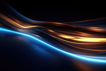 Golden blue light painting in front of black background