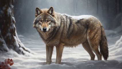 Fototapeta premium wolf in snow